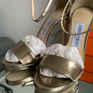 Jimmy Choo Misty 120 sandals in gold tone leather